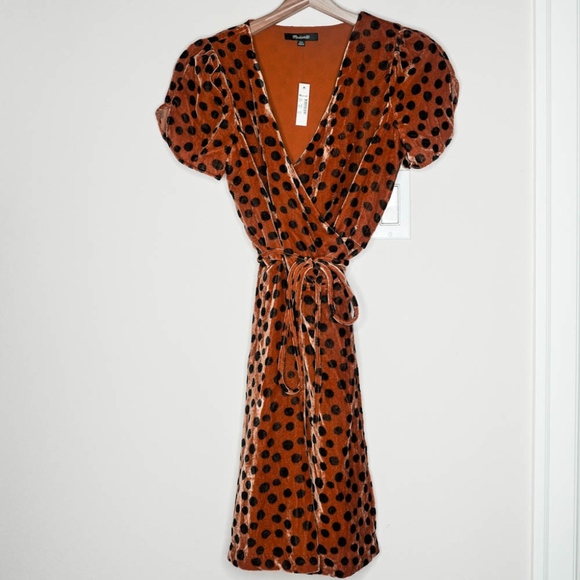 madewell velvet wrap dress